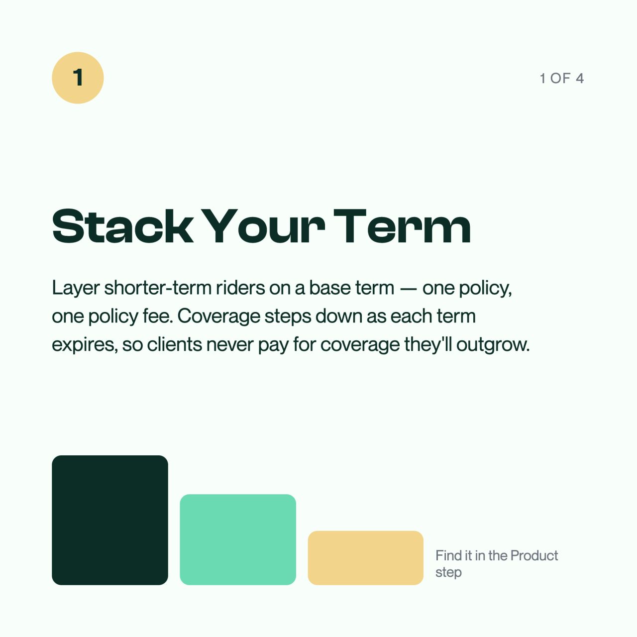 Stack Your Term: layer shorter-term riders on a base term, one policy, one policy fee