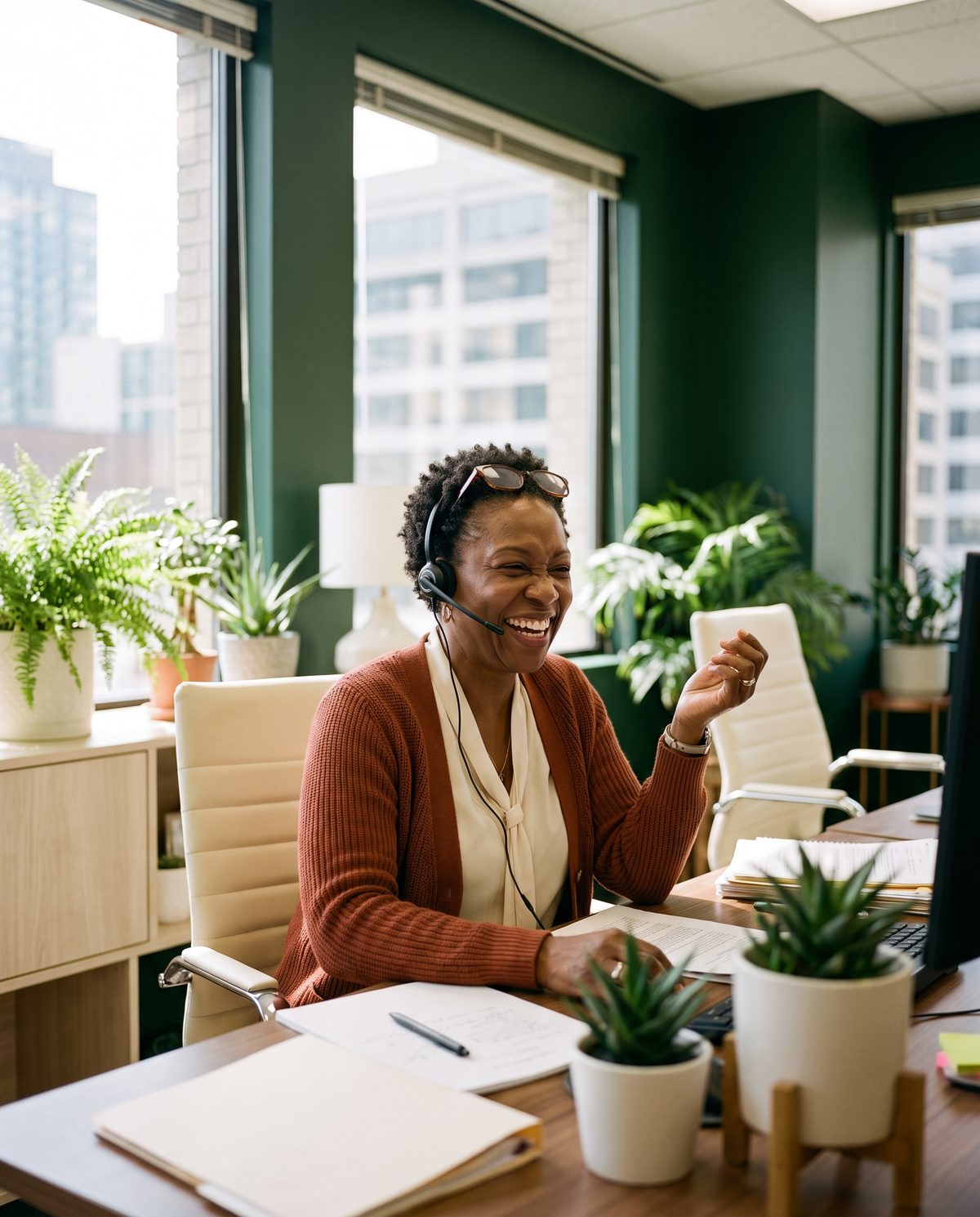 A support specialist on a call with an agent